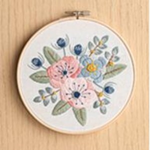 Embroidery kit with colorful flowers